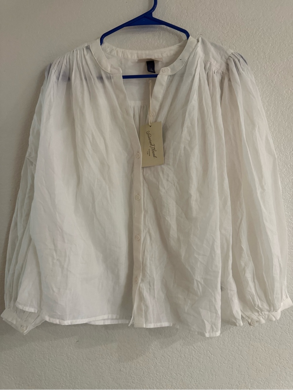 Universal Thread White Button-Front Peasant Blouse